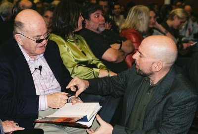 Bil Herd speaks with Jack Tramiel at the 25th Anniversary of the Commodore 64.